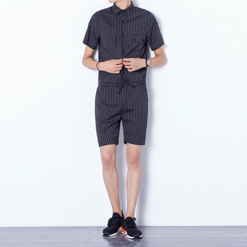 Helisopus Mannen Jumpsuits Heren Overalls Sets Riem Werken Jumpsuits Rits Broek Rompertjes Korte Cargo Broek Aziatische Grootte