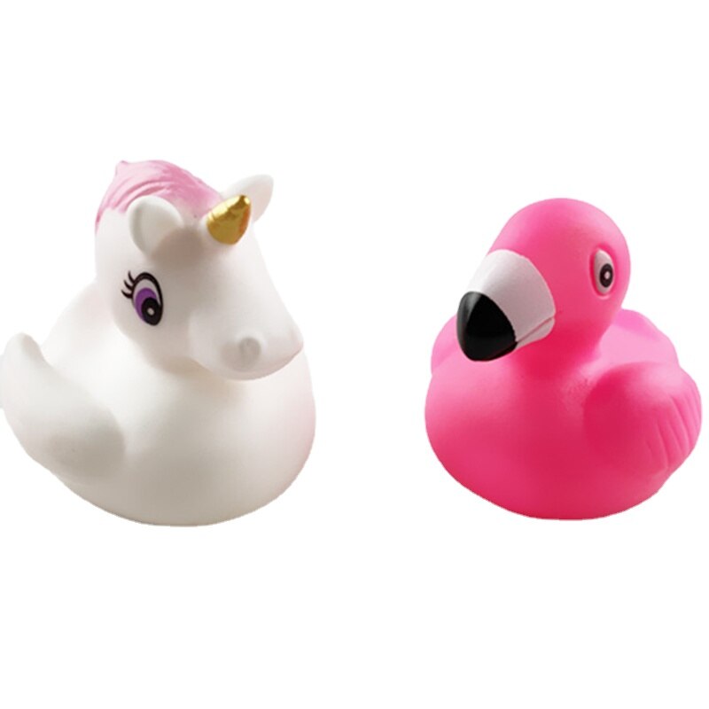 Mini Rubber Floating Squeaky Sound Duck 10pcs Flamingo Bath Toys Baby Summer Water Rubber Toys