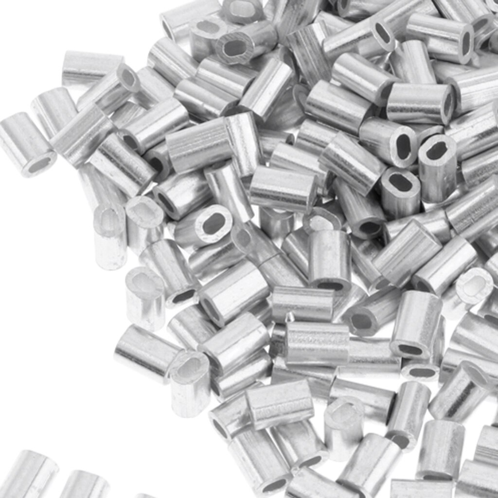 100 st aluminium krymphylsor 0.8-1.5mm dubbla ovala fiskelina krympningsrör tråd krympkontakt fisketillbehör: 0.8mm