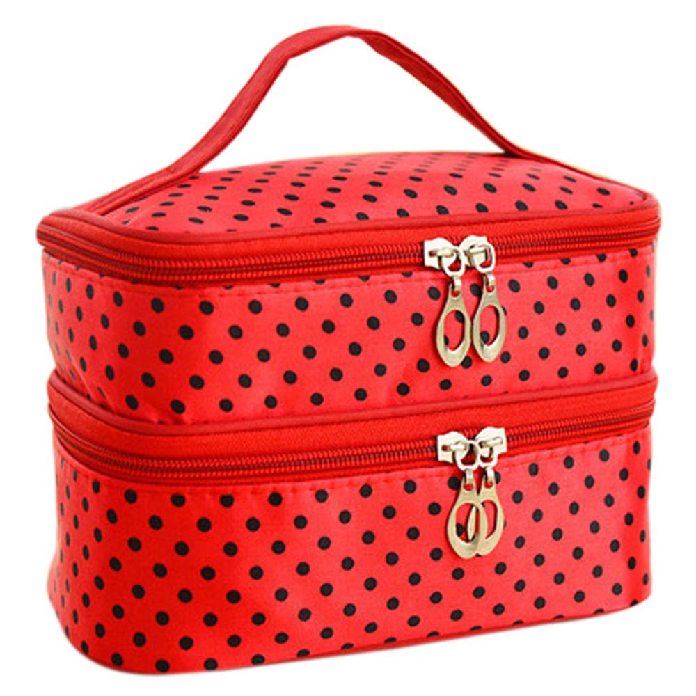 Trousse de toilette voyage necessaires toilette Necessaire pour femmes maquillage maquillage cosmétique sac organisateur trousse de beauté pochette Vanity brosse: Red