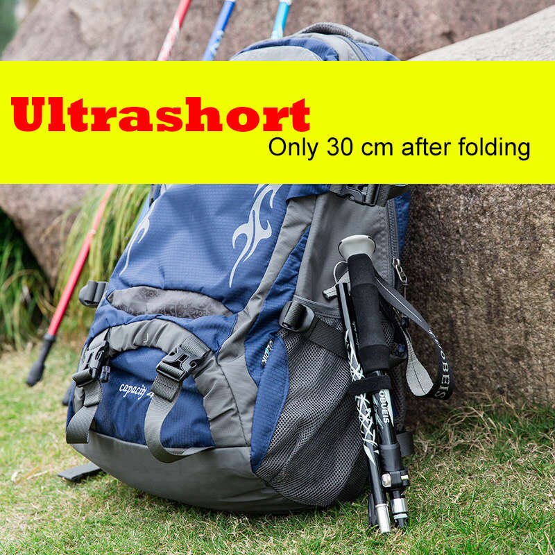Venda quente ultra-leve de alumínio vara de pé pólo telescópica dobrável vara de escalada de montanha trekking vara equipamentos ao ar livre