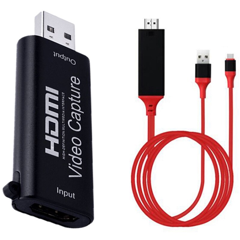 4k hdmi til usb 2.0 videooptagelseskort 1080p optager obs spil live streamer video med type c til hdmi kabeladapter: Default Title