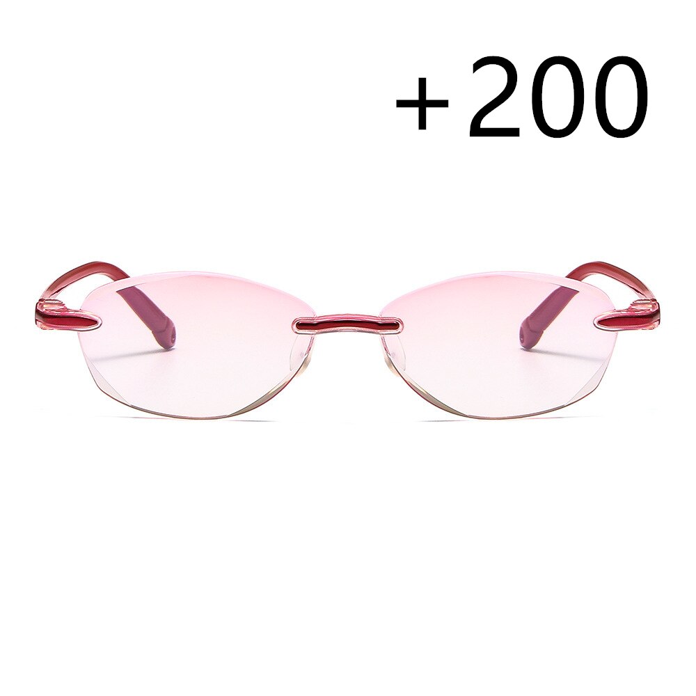 Ultralight Rimless Reading Glasses Anti Blue Light Radiation Computer Presbyopia Readers spectacleso Reader Glasses: 200