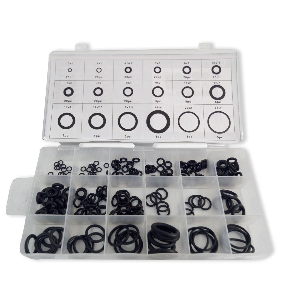 AC9000 225 stücke Schwarz Gummi O Ring Sortiment Washer Dichtung Dicht Dichtungen Regendichtheit O-Ring Kit 18 Größen mit kunststoff Box