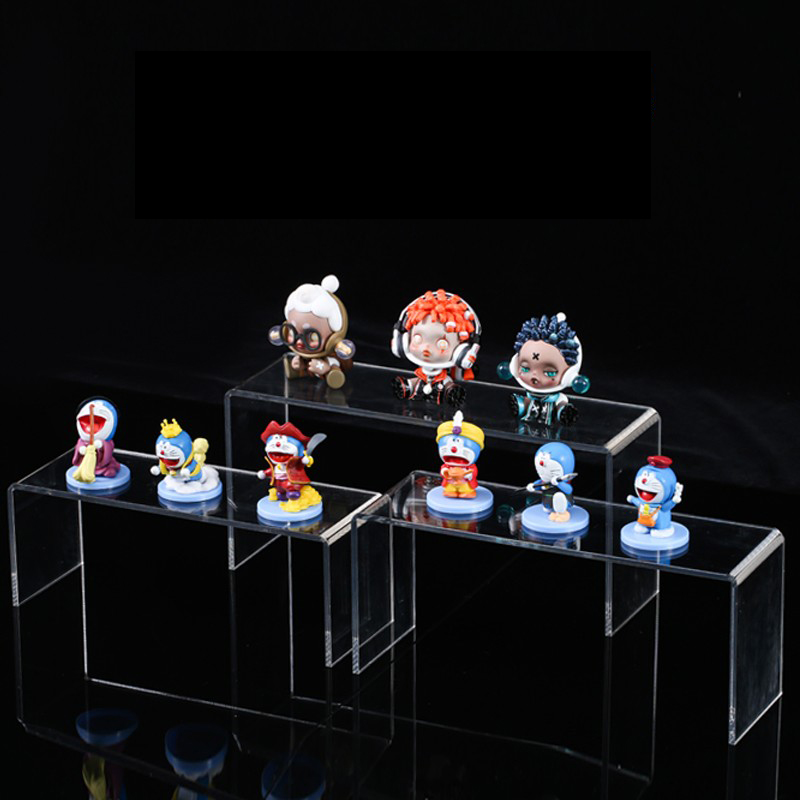 Elevadores de exhibición acrílicos para figuras de acción Funko, joyería, maquillaje, soporte de estante de exhibición para magdalenas, accesorios de escaparate transparentes en forma de U
