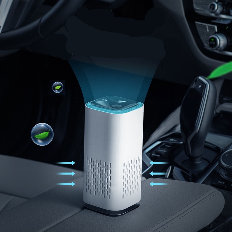 Bil luftrenser renser negativ ion usb mini hjemmekøretøj luftrenser fjern formaldehyd luftrenser biltilbehør: Hvid