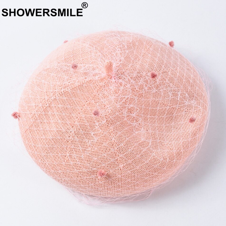SHOWERSMILE femme béret bordeaux maille artiste chapeaux pour les femmes Style français concepteur de dames été peintre casquette