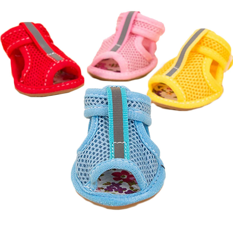 4 Stks/set Oxford Antislip Zomer Schoenen Ademende Sandalen Laarzen Voor Kleine Honden Chihuahua Hond Sokken Sneakers Huisdier Product gat Schoen