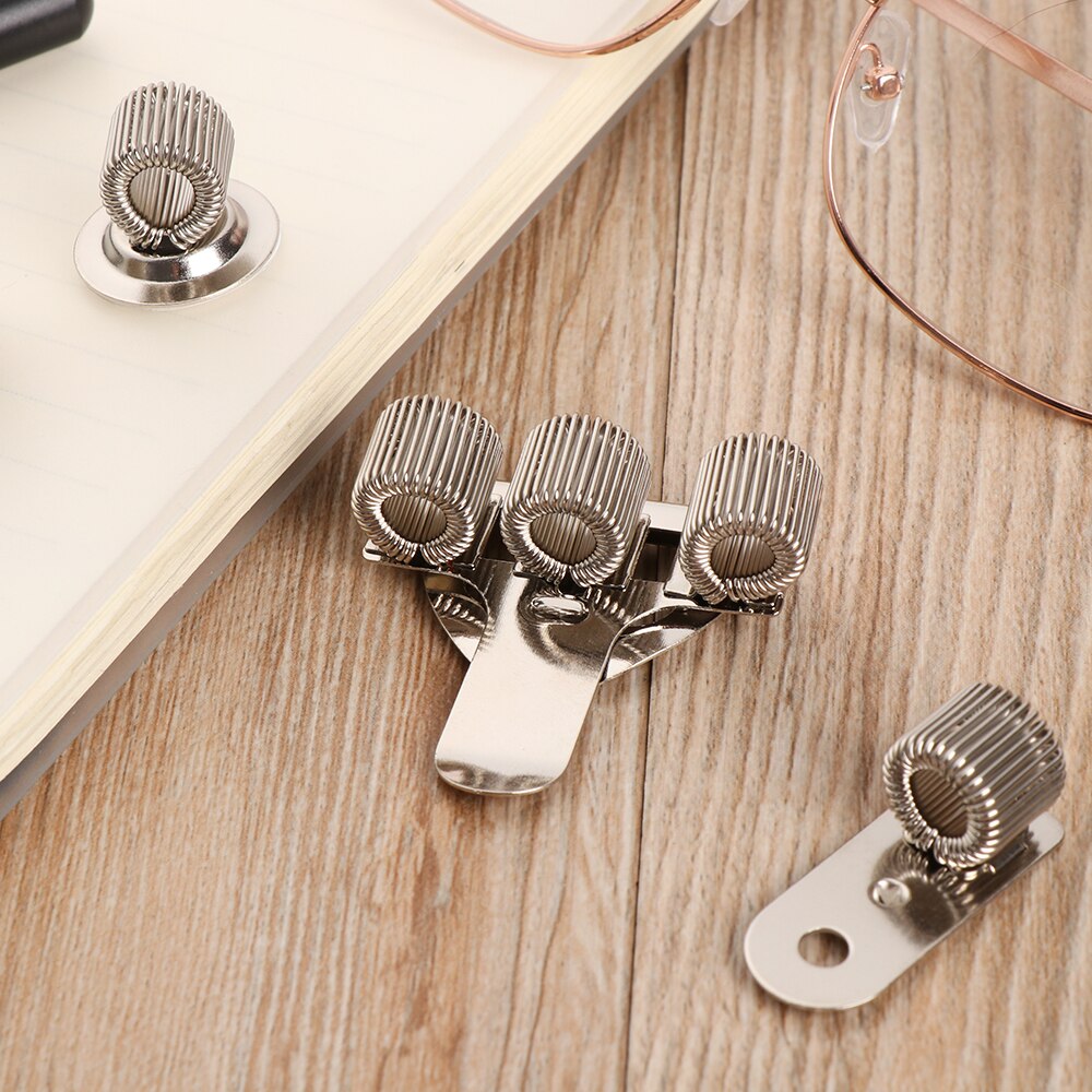 1Pc Single/Double/Triple Hole Metal Spring Pen Holder With Pocket Clip Spring Pen Clip Metal Pencil Holder Office Supplies