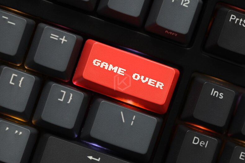 Novelty Shine Through Keycaps ABS Etched, Shine-Through game over black red custom mechanical keyboard backspace