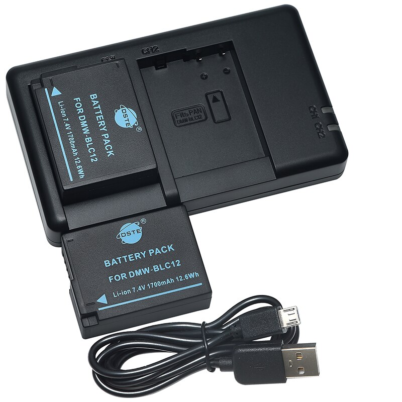 2 stuks 1700 mah 7.4v dste dmw-blc 12 blc 12e blc 12pp bp -dc12 batterijlader voor panasonic lumix  fz1000 fz200 fz300 g5 g6 g7 gh2 gx8: Default Title