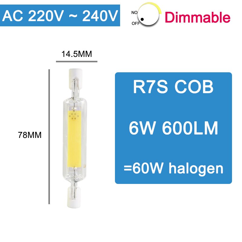R7S Led Lamp COB Glas Spot Light led Lamp 78mm 6W 118mm 15W Vervangen Halogeen AC 110V 220V 50W 100W Schijnwerper Spot Light lamp