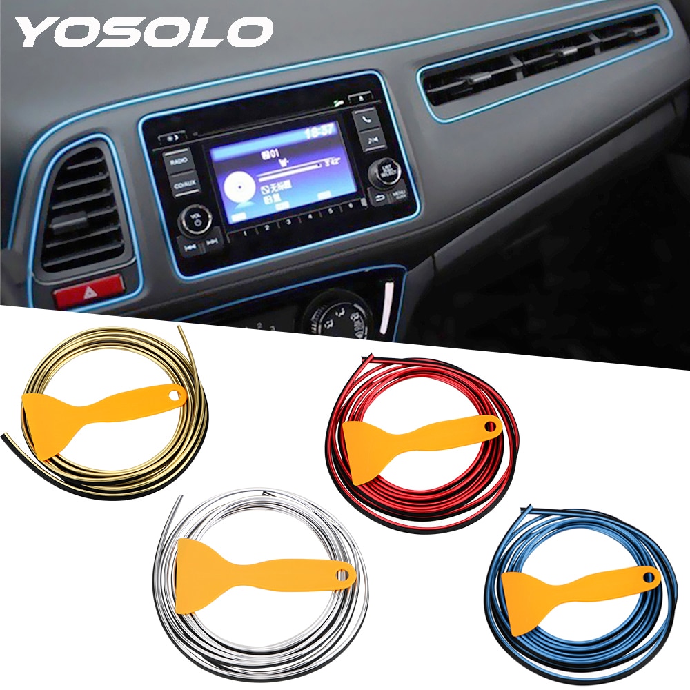 YOSOLO 3 Meters Trim Line Protection Strip DIY Interior Mouldings Decoration Edge Sticker Car Door Decor Strip Dashboard Edge