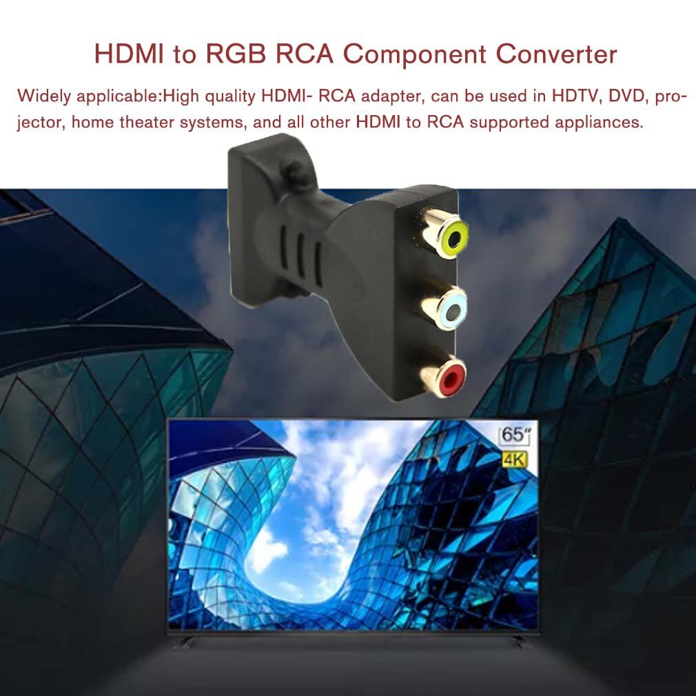 Rca Videoadapter Av Component Converter Rgb Vergulde Hdmi-Compatibel Mannelijke Voor 720P 1080ip 1080P Hatv dvd Projector 1 Pieceto3