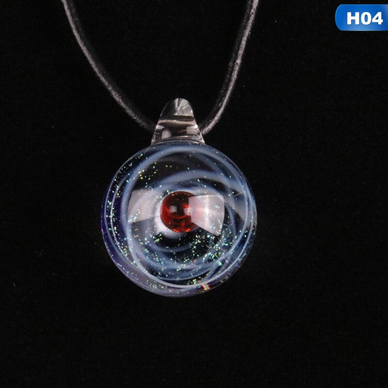 2019 Creativo Pianeta di Cristallo Stelle Sfera di Vetro Galaxy Modello di Catena In Pelle Pendenti con gemme e perle Collana Galaxy Bella Collana: H04