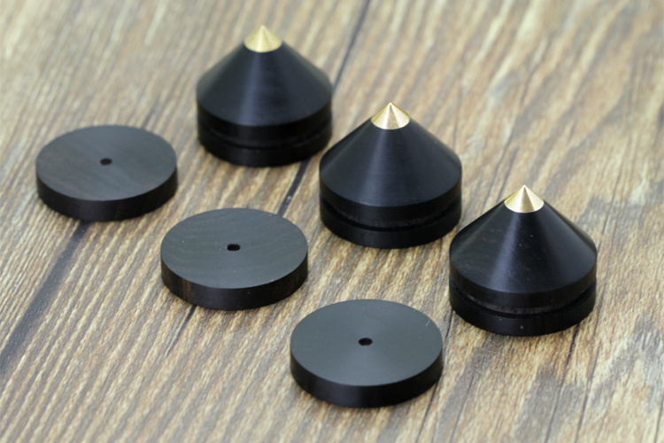 3 conjuntos de ebony blackwood 23mm alto-falante picos subwoofer spikes isolamento cd amplificador plataforma giratória almofada pé prego: 3 Set Blackwood 23mm