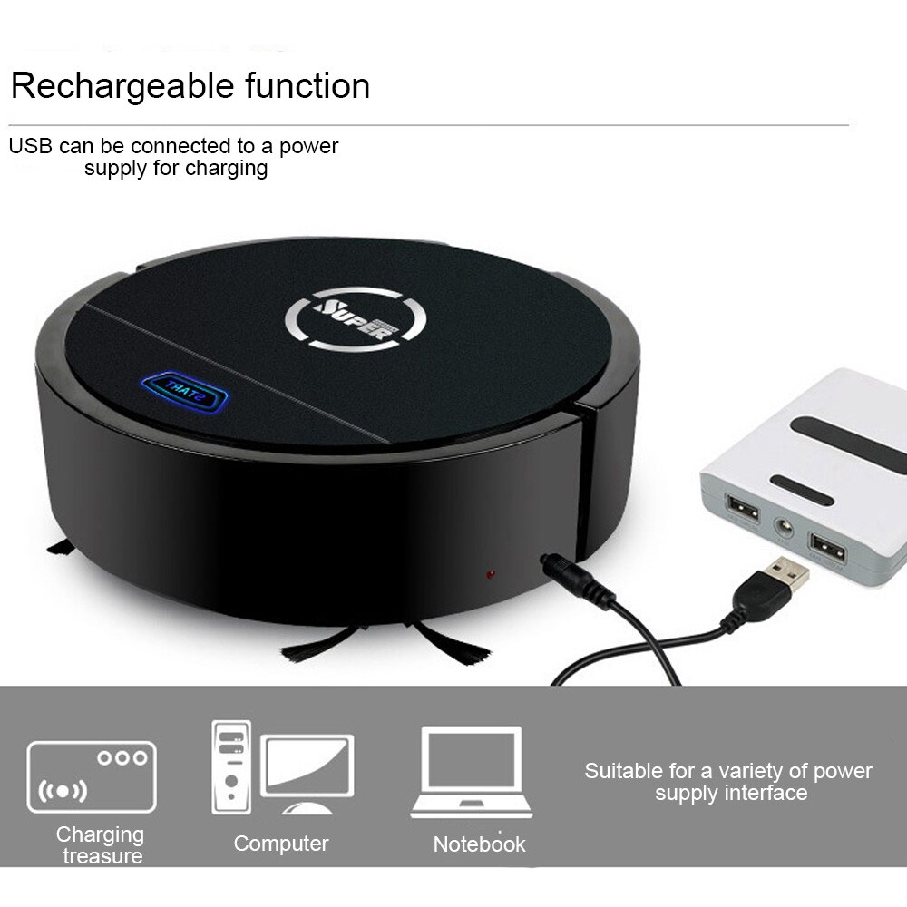 Behogar Robot Vacuum Household USB Rechargeable Automatic 1800PA Strong Suction Robot Vacuum Cleaner for Home Floor Cleaning