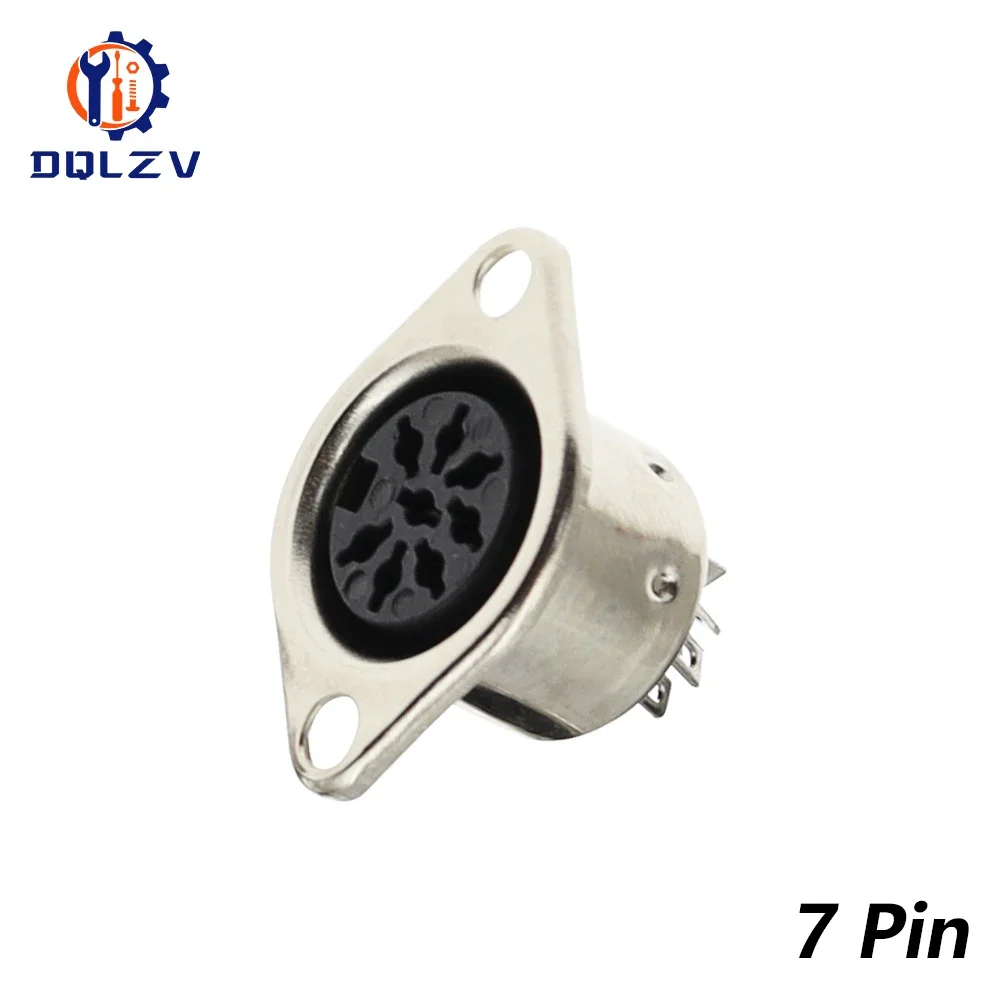 Metal 3 4 5 6 7 8 Pin DIN Female Socket Hulled Panel Mount Chassis Connector Soldering Iron: Ivory / Under 5Pcs