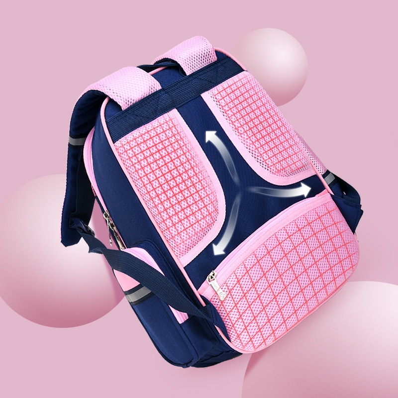 Rugzak voor basisschoolmeisjes, waterdicht, roze oxford-stof, schooltas voor kinderen, rugzak voor meisjes, schattige strik voor kinderen