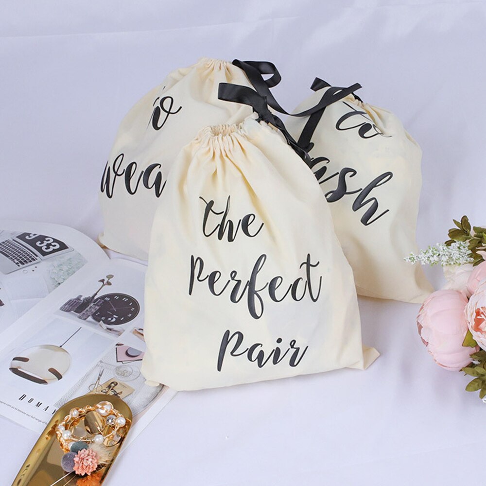 3 sztuk organizer bagażu ubrania schludny worek robić przechowywania sznurkiem worek robić przechowywania z angielskie litery na kempingu podróży worek na pranie