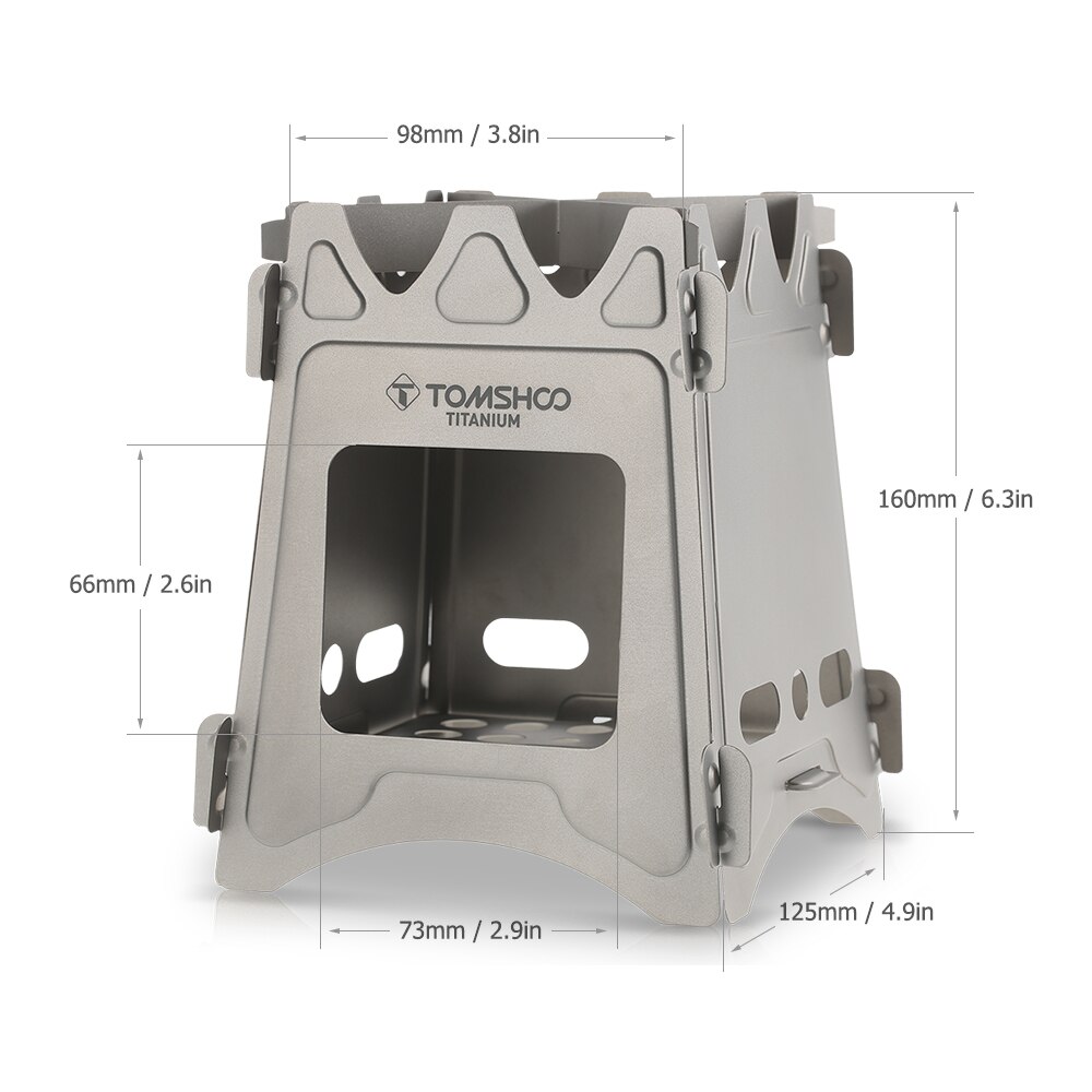 TOMSHOO Attrezzature Da Campeggio Antivento Stufa A Legna di Titanio Pieghevole Stufa A Legna Che Brucia zaino in spalla picnic Strumenti di Cottura Pentolame E Utensili per Cucinare