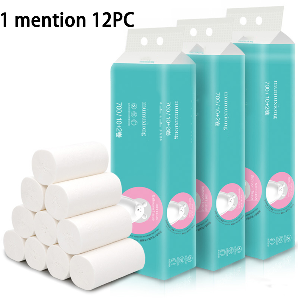 12 Rolls Toliet Paper 4-Layer Thicken Coreless Wood Pulp Paper Towel Household Toilet Paper Bathroom Kitchen Tissue: 2