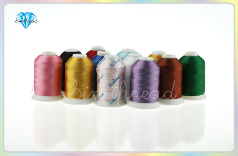 Simthread 12 Basic Colors/Kit Polyester Embroidery Thread for Brother / Babylock / Janome / Singer / Pfaff Embroidery Machine