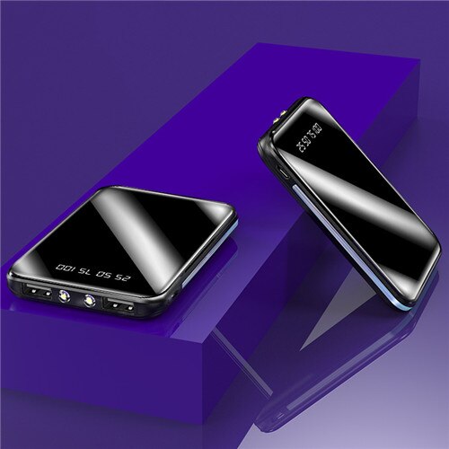 Mini-powerbank 80000 mah externer akku, tragbares ladegerät mit led-beleuchtung, digitalanzeige, mobile stromversorgung, einweg-schnellladegerät: Schwarz