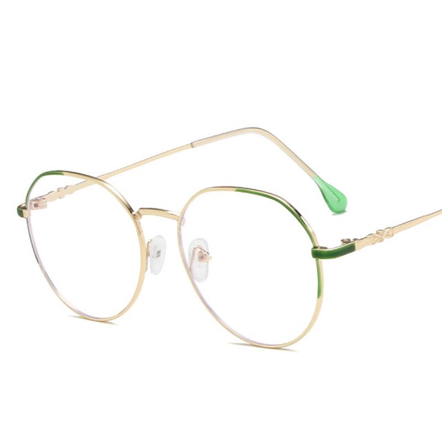 Metal Glasses Frame Adult Anti Blue Light Irregular Round Glasses Unisex Water Transparent Eyewear Frames: Green