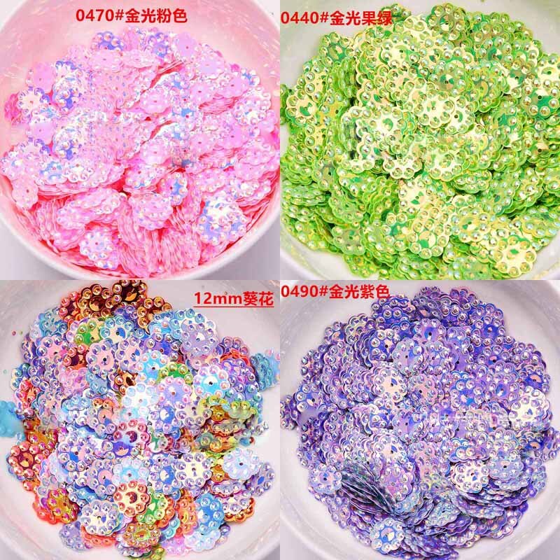 12mm Zonnebloem Goud Kraal Pailletten Geschikt voor Stadium Kleding Accessoires Handleiding DIY Sequin Party Decoratie Materiaal