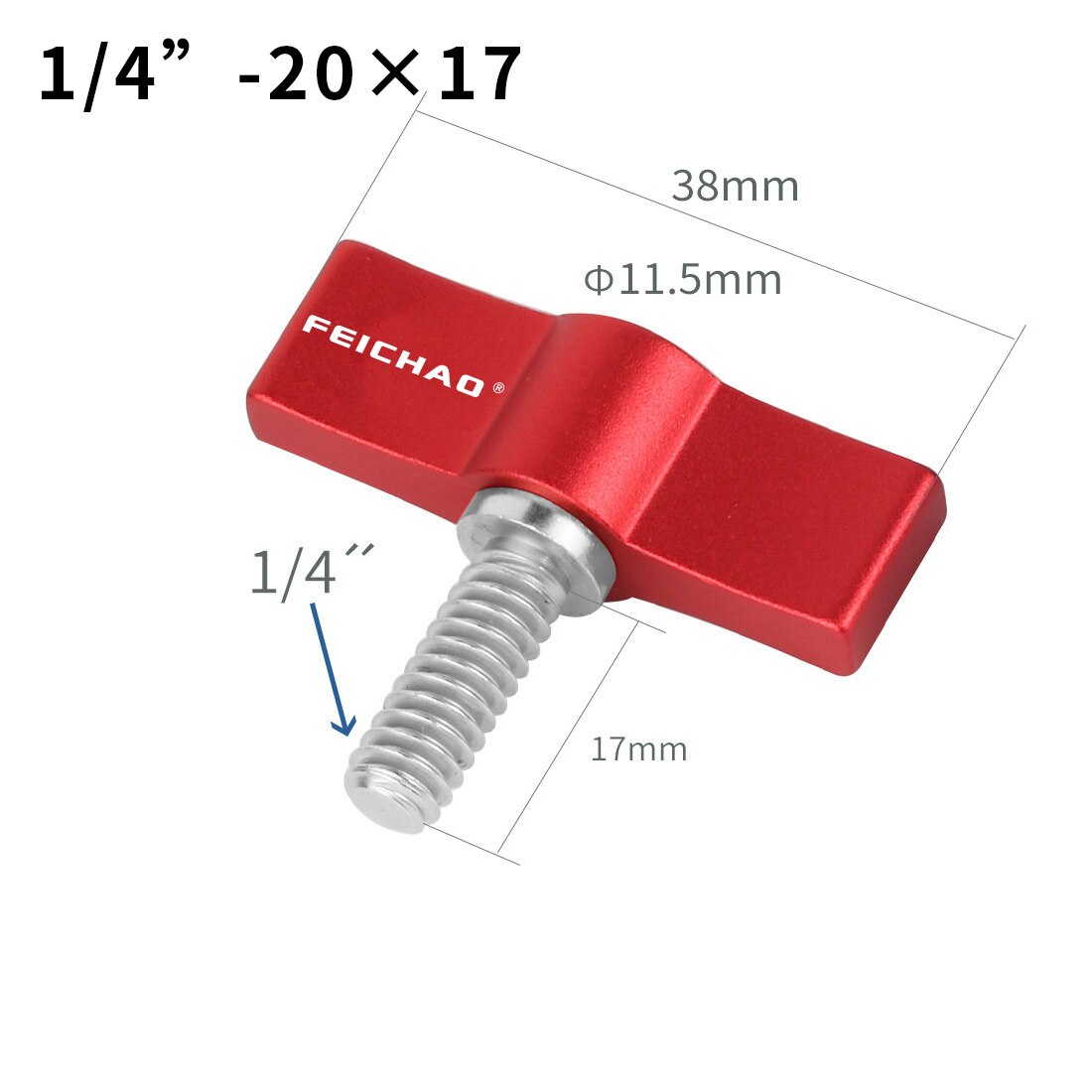 Tornillo de acero inoxidable 1/4 para cámara SLR mango ajustable, M4, M5, 304, adaptador de bloqueo de abrazadera deslizante, llave en forma de T para Gopro: One Fourth x17 Red