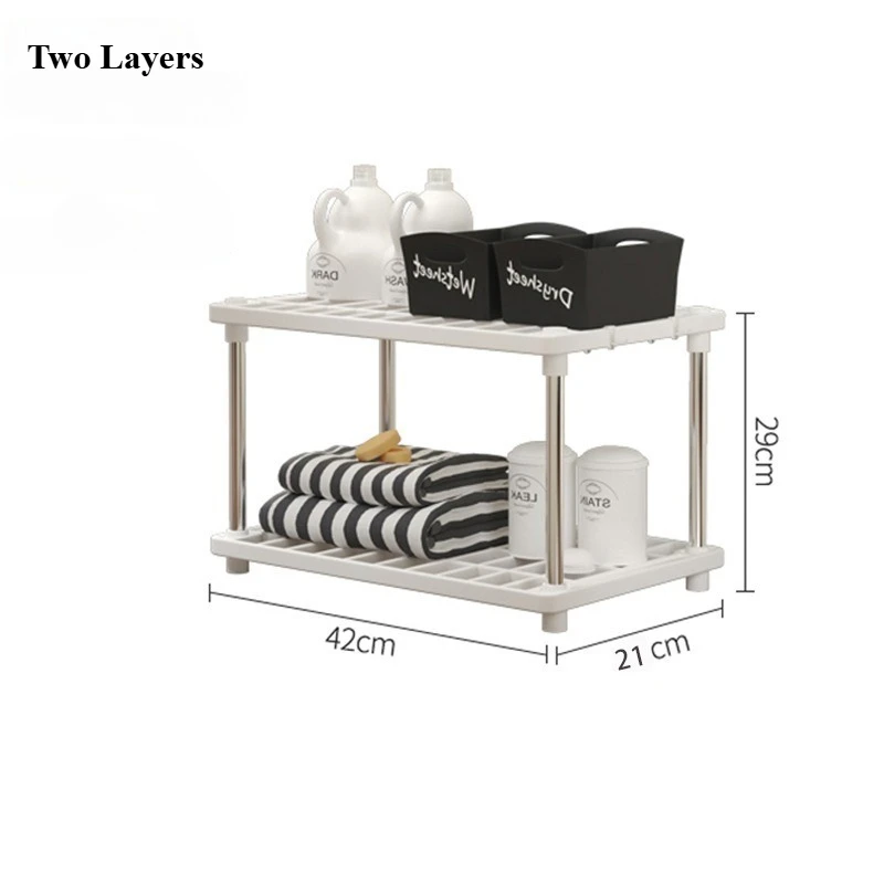 2/3/4layer Multifunctional Plastic Storage Rack Suitable for Kitchen, Bathroom, Office, Garage Multifunctional Storage Rack: black