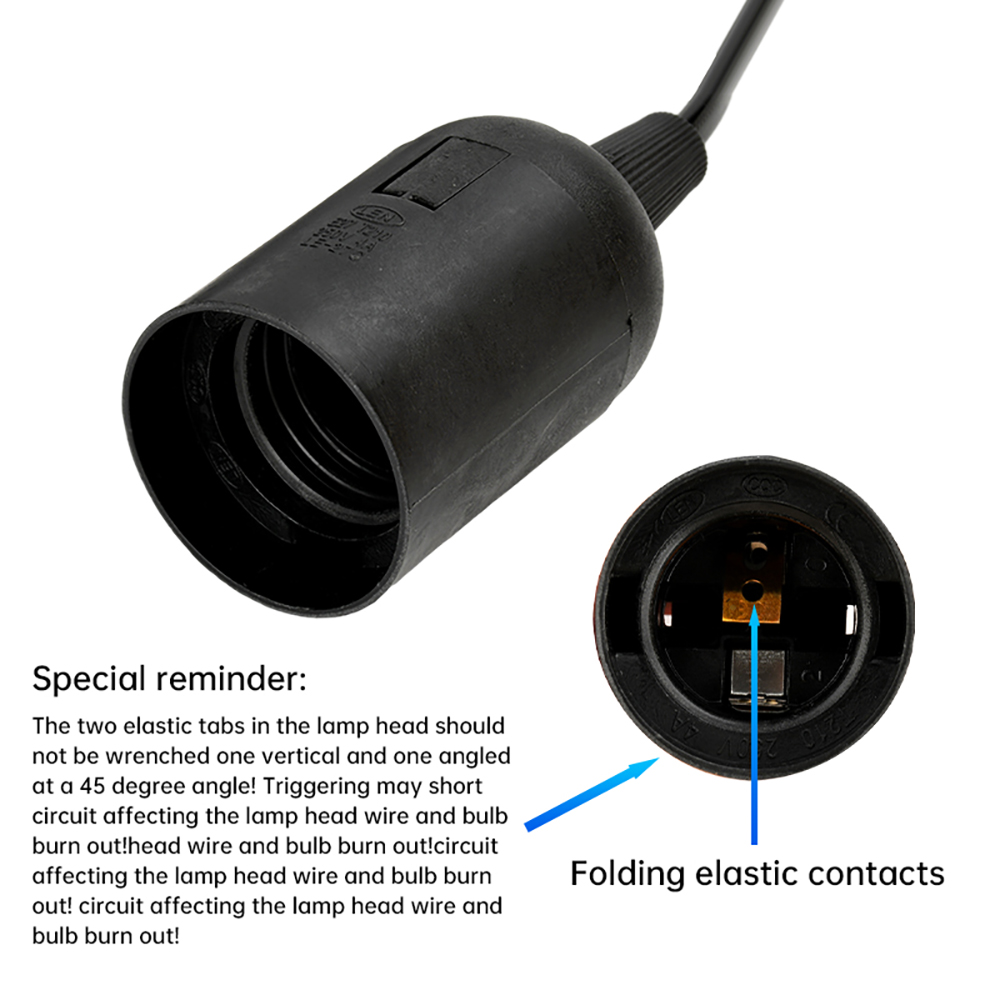 Cables de cable de alimentación de 1,8 m, soporte de Base de casquillo de bombilla E27, soporte de Base de lámpara de dientes completos con cable de interruptor para lámpara colgante de accesorio de bombillas Led