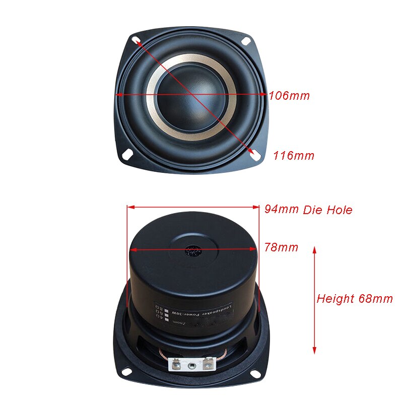 Subwoofer 100W 4 Inch Bass Subwoofer 4Ohm 8Ohm 4 Laag Spreekspoel Bass Speaker Voor Auto Audio home Theater Diy