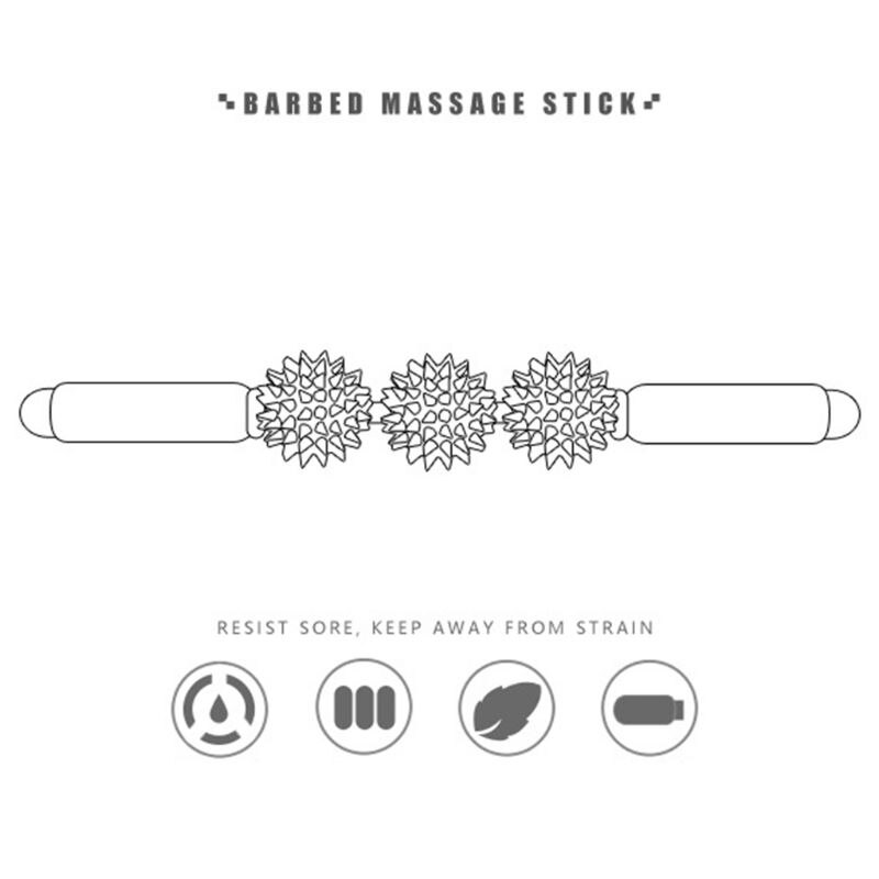 Muscle Roller Massage Stick Deep Tissue Tight Fascia Massager Trigger Point Fat Blast with 3 Balls for Pain Relief