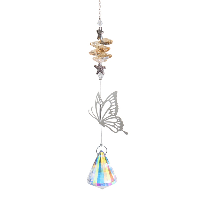 Crystal Wind Chime Catchers Ornament Outdoor Garden butterfly Windchime Window Hanging Light Catching Pendant Room Decor: 7 Crystal Wind Chime
