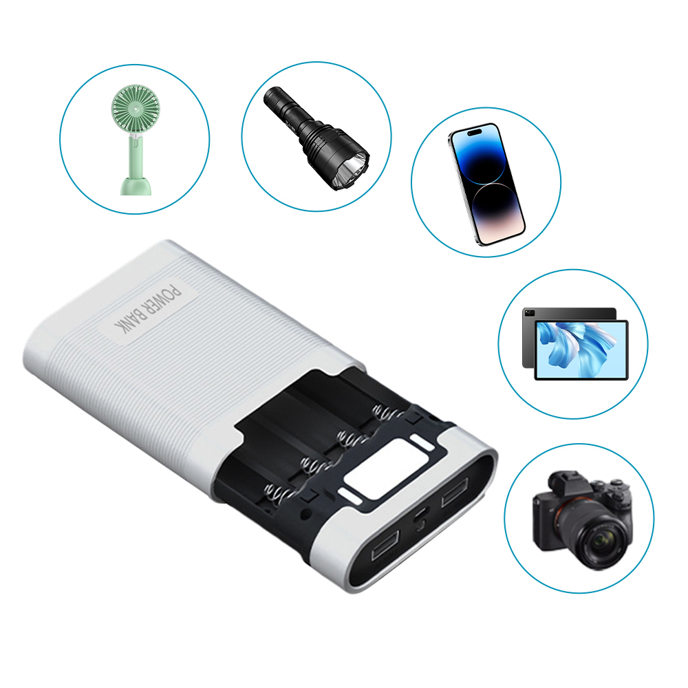 4*18650 Battery Holder Portable Power Bank Case Without Battery 5V Dual USB Output Power Bank Charger Shell Battery Storage Box