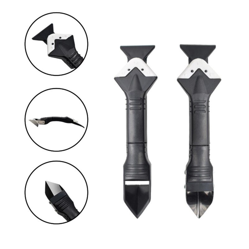 3 in 1 Multifunctional Silicone And Metal Remover Caulk Finishing Tool Set Caulk Finisher Sealant Smooth Scraper Grout Kit Tools