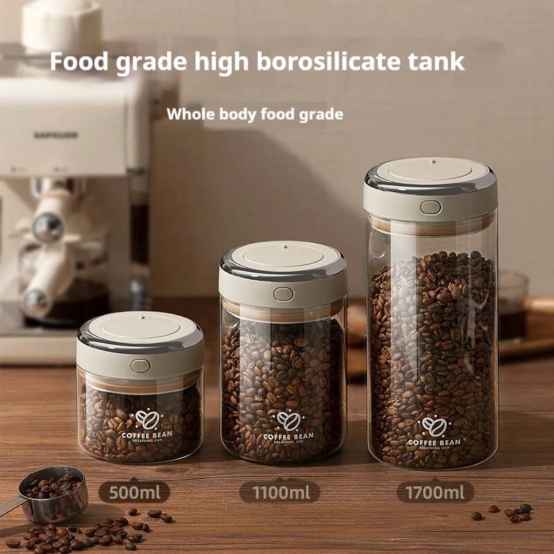 500/1100/1700ml Vacuum Coffee Sealed Jar With Date Tracker And Waking Bean Vae Storage Containers For Grain, Snack, Sugar, Tea