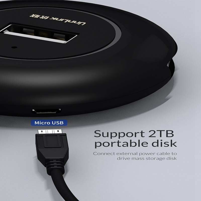 Unnlink 4 Hafen USB Hub 2,0 USB Splitter hoch Geschwindigkeit 480Mbps USB Verlängern 0,25 M für Schreibtisch Laptop Computer Notizbuch
