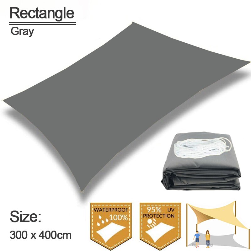 Summer Outdoor Waterproof Anti-UV Shade Canvas Oxford Cloth Sunscreen Rain Cover Garden Shelter Gazebo Terrace Courtyard Awning: B-Gray 3x4m
