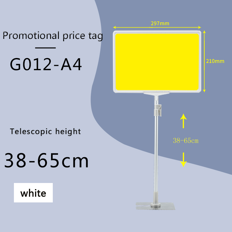 Cartel vertical A5 para exhibición de frutería, cartel publicitario para almacén, supermercado, etiqueta de precio, soporte de exhibición: White A4 G012