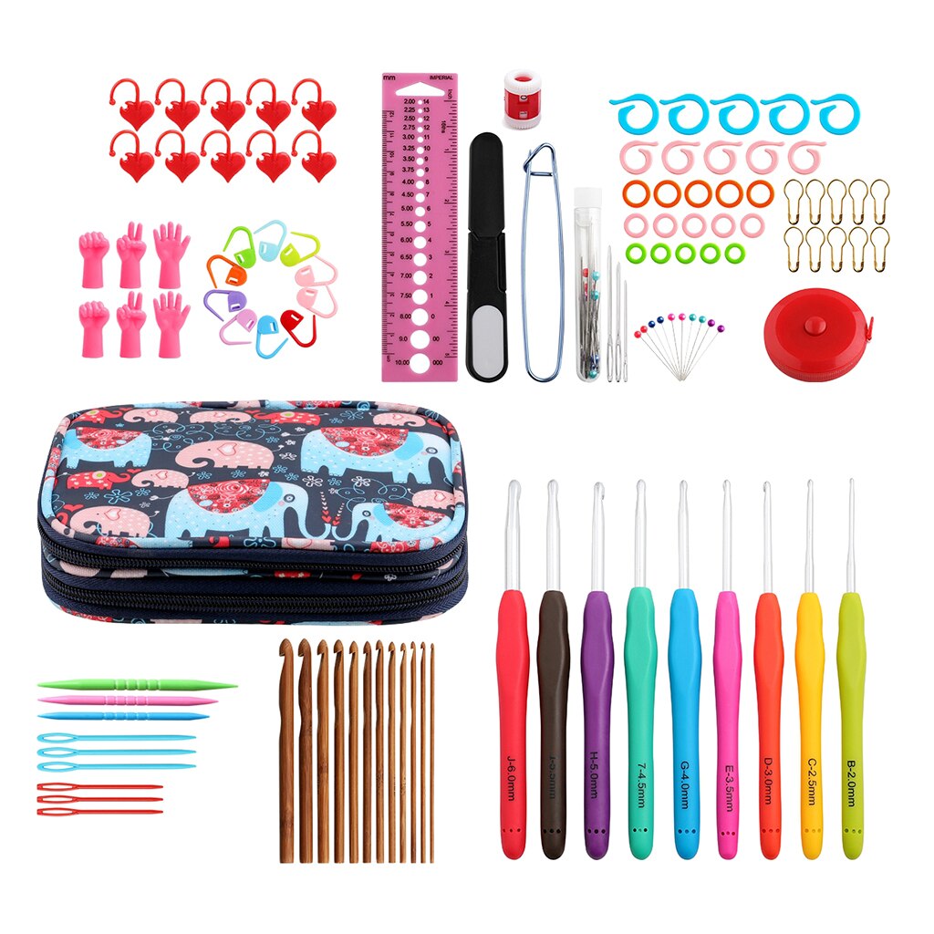 110PCS/SET Crochet Hook Set With Yarn Knitting Needles Sewing Tools Set Knit Gauge Scissors Stitch Holder Hook For Knitting