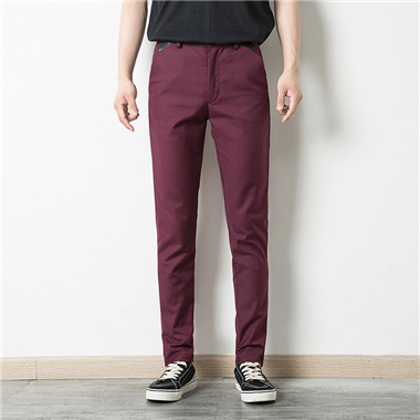 Ren farve herre små splejsedragt bukser grå rød sort slim fit herre bukser kjole bukser str sm xl xxl: Rød / Xl