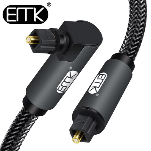 EMK 5.1 Audio Digitale Ottico Cavo di 90 Gradi Ad Angolo Retto Toslink SPDIF Cavo 1m 2m 3m per altoparlante Soundbar DVD TV: Black / 1m