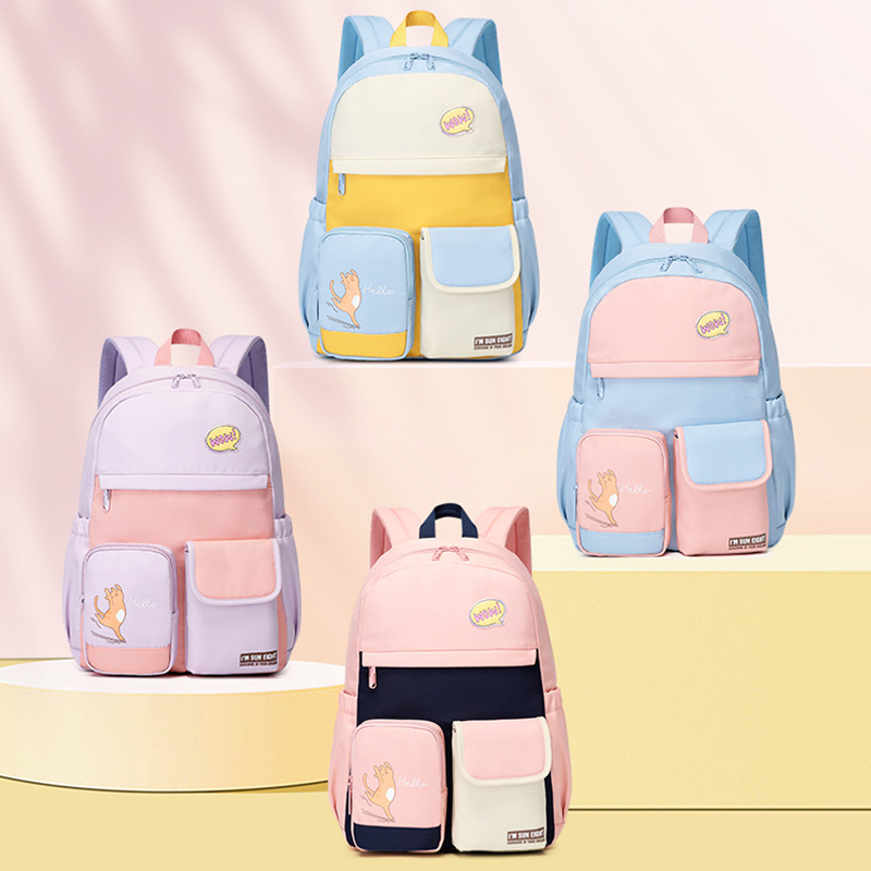 2022 Girl Backpack Waterproof School Bags For Girls Lovly Bookbag Patchwork Nylon