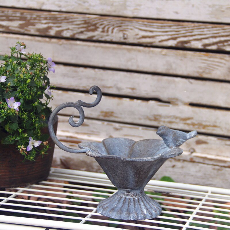 small retro rustic cast iron bird feeder