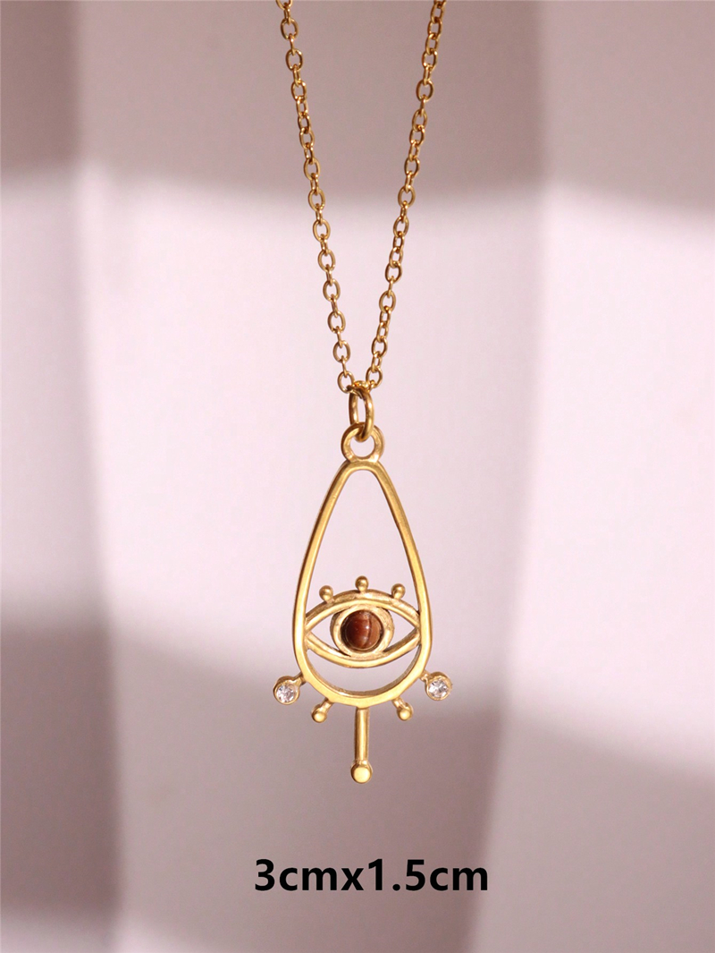 HangZhi Koreaanse Vintage Waterdruppel Ster Ronde Beer Ovale Hanger Ketting Geometrische Gouden Kleur Titanium Stalen Sieraden