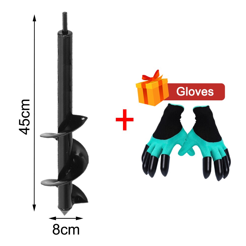 Garden Auger Spiral Drill Bit Tool Spiral Hole Flower Planter Digger Ground Drill Earth Drill for Seed Planting Gardening Fence: 8CMx45CM