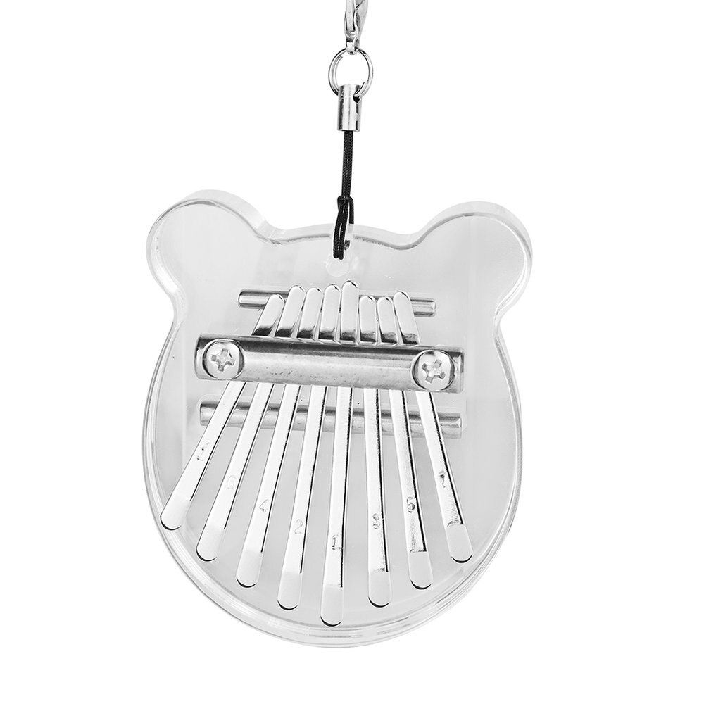 Mini 8-tone Thumb Keyboard Instrument Mini Lovely Crystal Thumb Piano Hanging Rope Acrylic Bear: Default Title